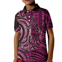 New Zealand Hammerhead Shark Kid Polo Shirt Maori Haehae Mangopare Pink - Polynesian Pride