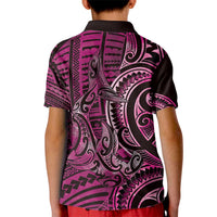 New Zealand Hammerhead Shark Kid Polo Shirt Maori Haehae Mangopare Pink - Polynesian Pride