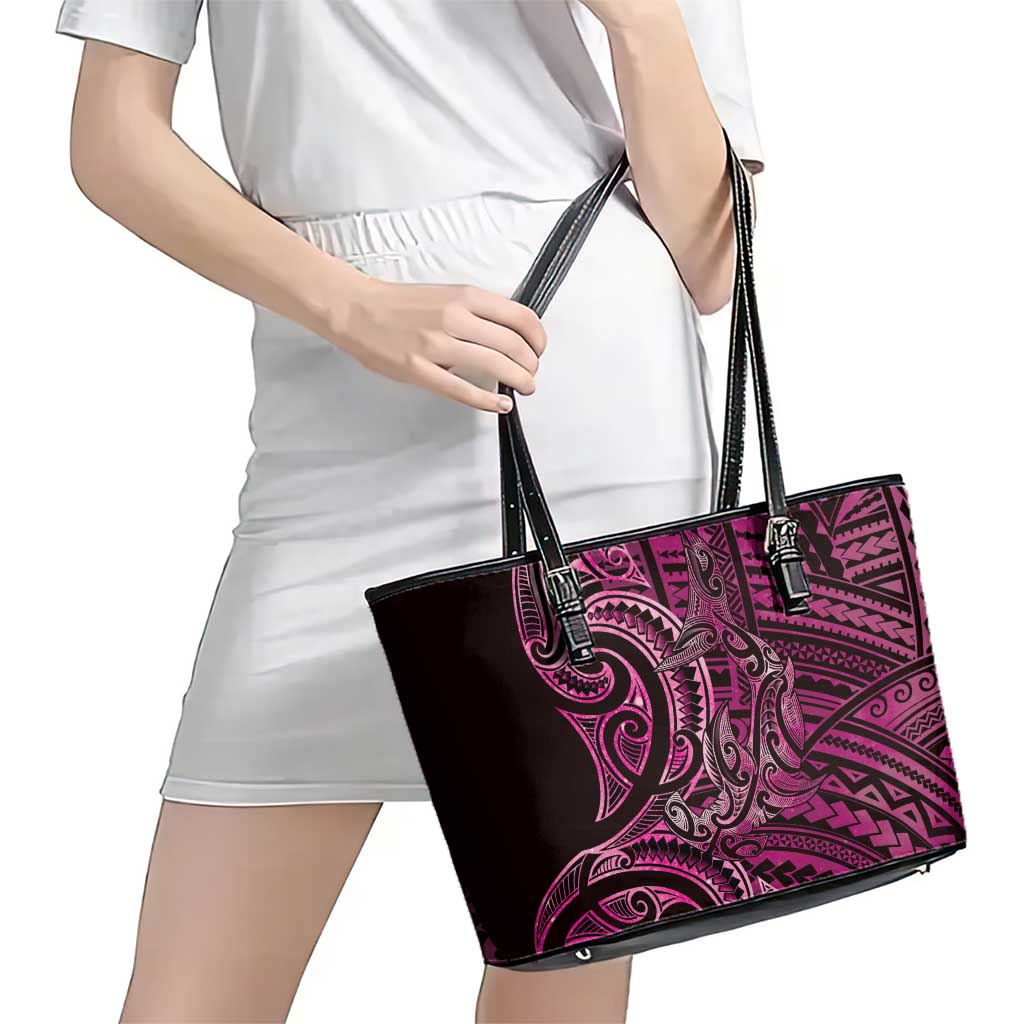 New Zealand Hammerhead Shark Leather Tote Bag Maori Haehae Mangopare Pink - Polynesian Pride
