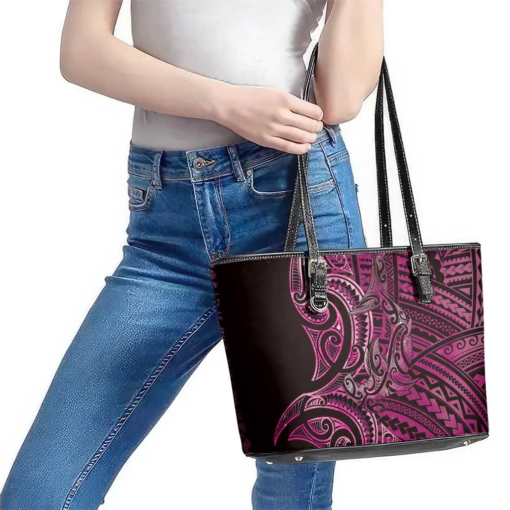 New Zealand Hammerhead Shark Leather Tote Bag Maori Haehae Mangopare Pink - Polynesian Pride