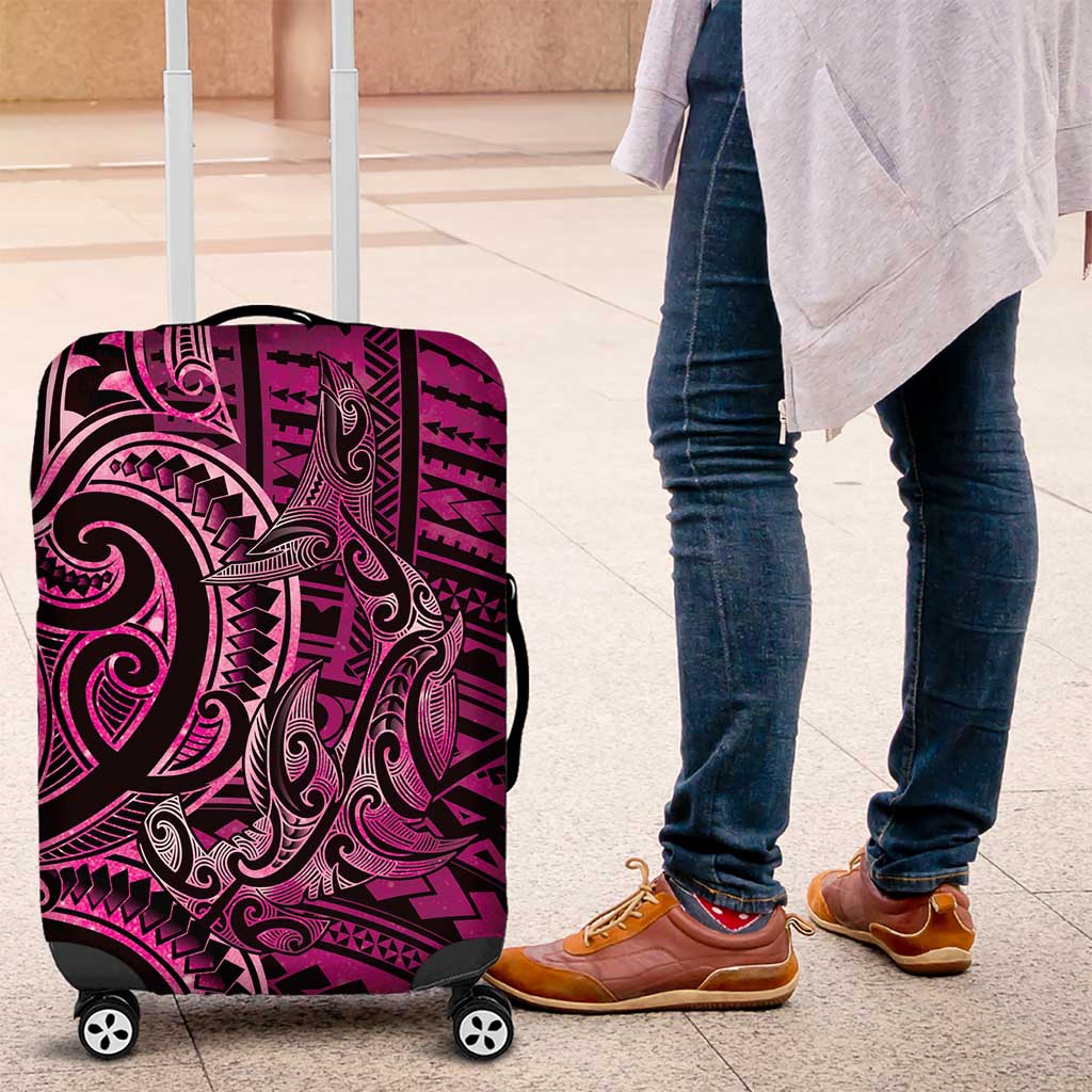 New Zealand Hammerhead Shark Luggage Cover Maori Haehae Mangopare Pink - Polynesian Pride
