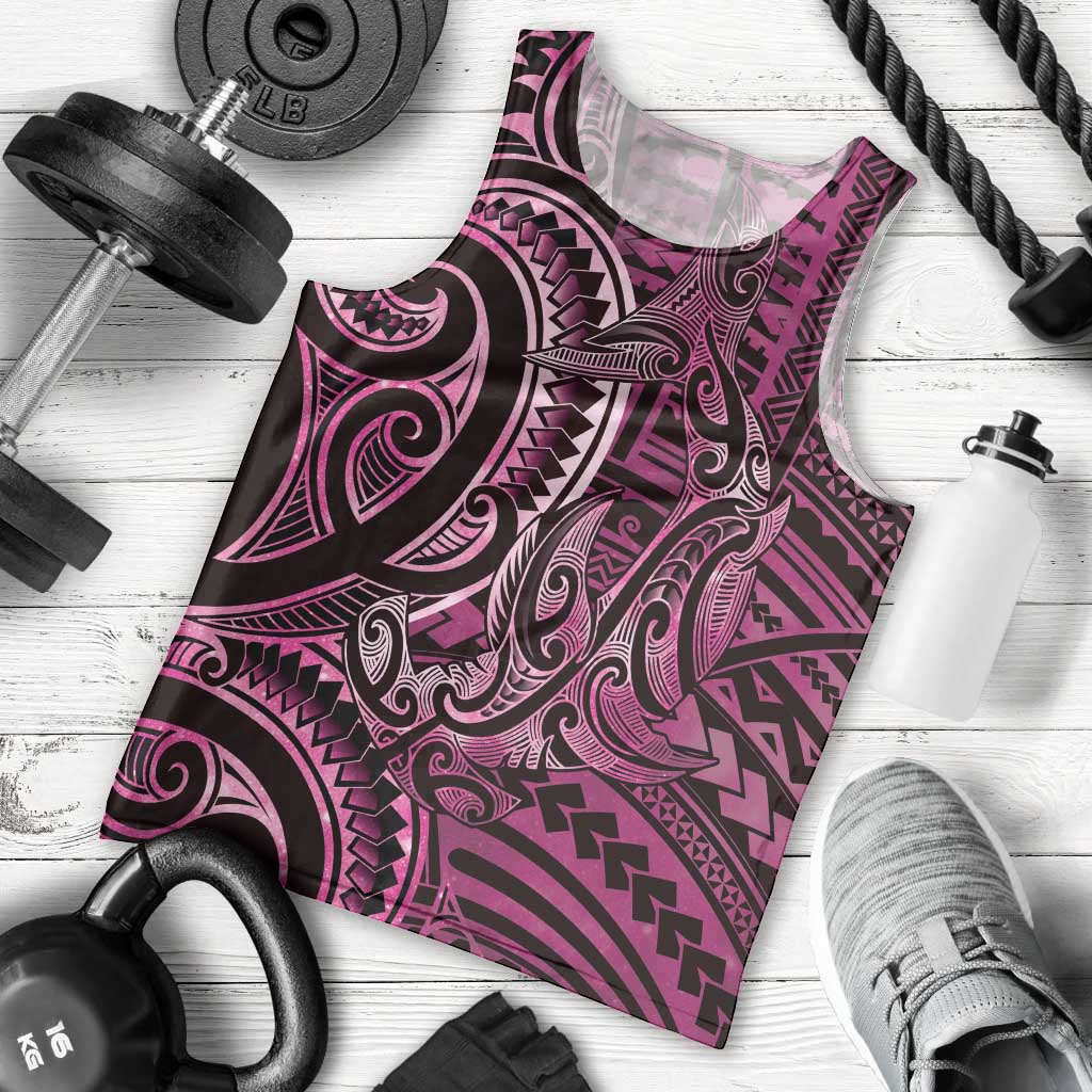 New Zealand Hammerhead Shark Men Tank Top Maori Haehae Mangopare Pink - Polynesian Pride