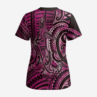 New Zealand Hammerhead Shark Scrub Top Maori Haehae Mangopare Pink - Polynesian Pride