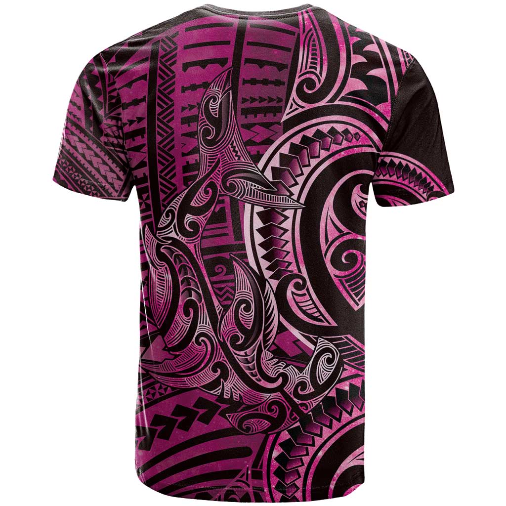 New Zealand Hammerhead Shark T Shirt Maori Haehae Mangopare Pink - Polynesian Pride