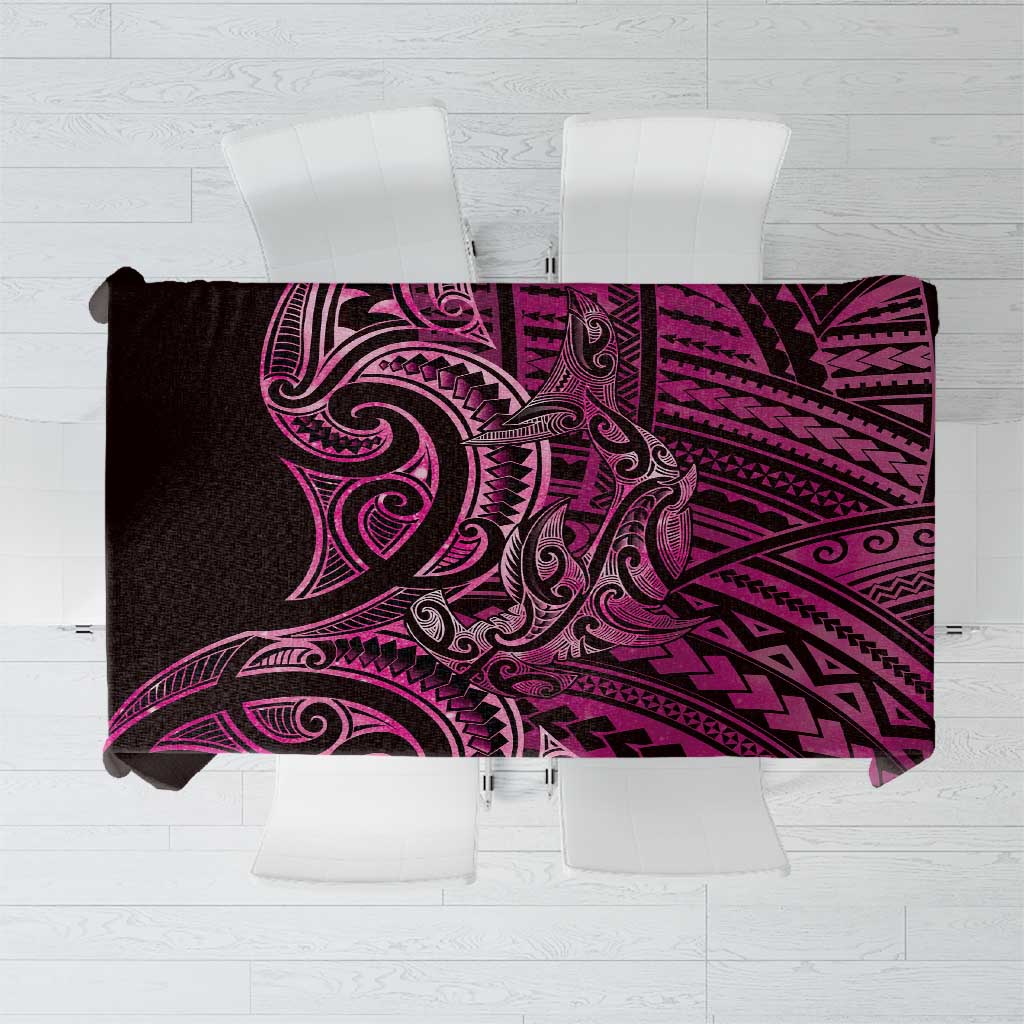 New Zealand Hammerhead Shark Tablecloth Maori Haehae Mangopare Pink - Polynesian Pride