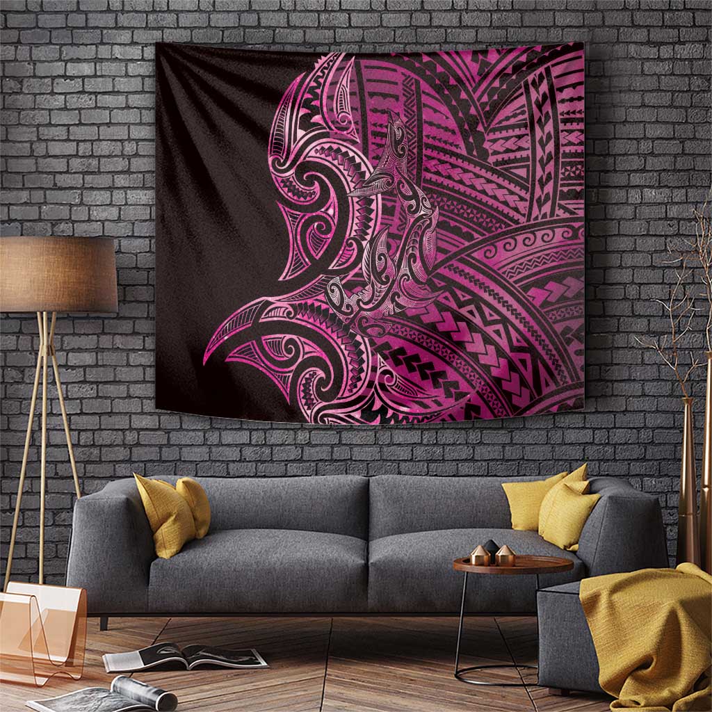 New Zealand Hammerhead Shark Tapestry Maori Haehae Mangopare Pink - Polynesian Pride