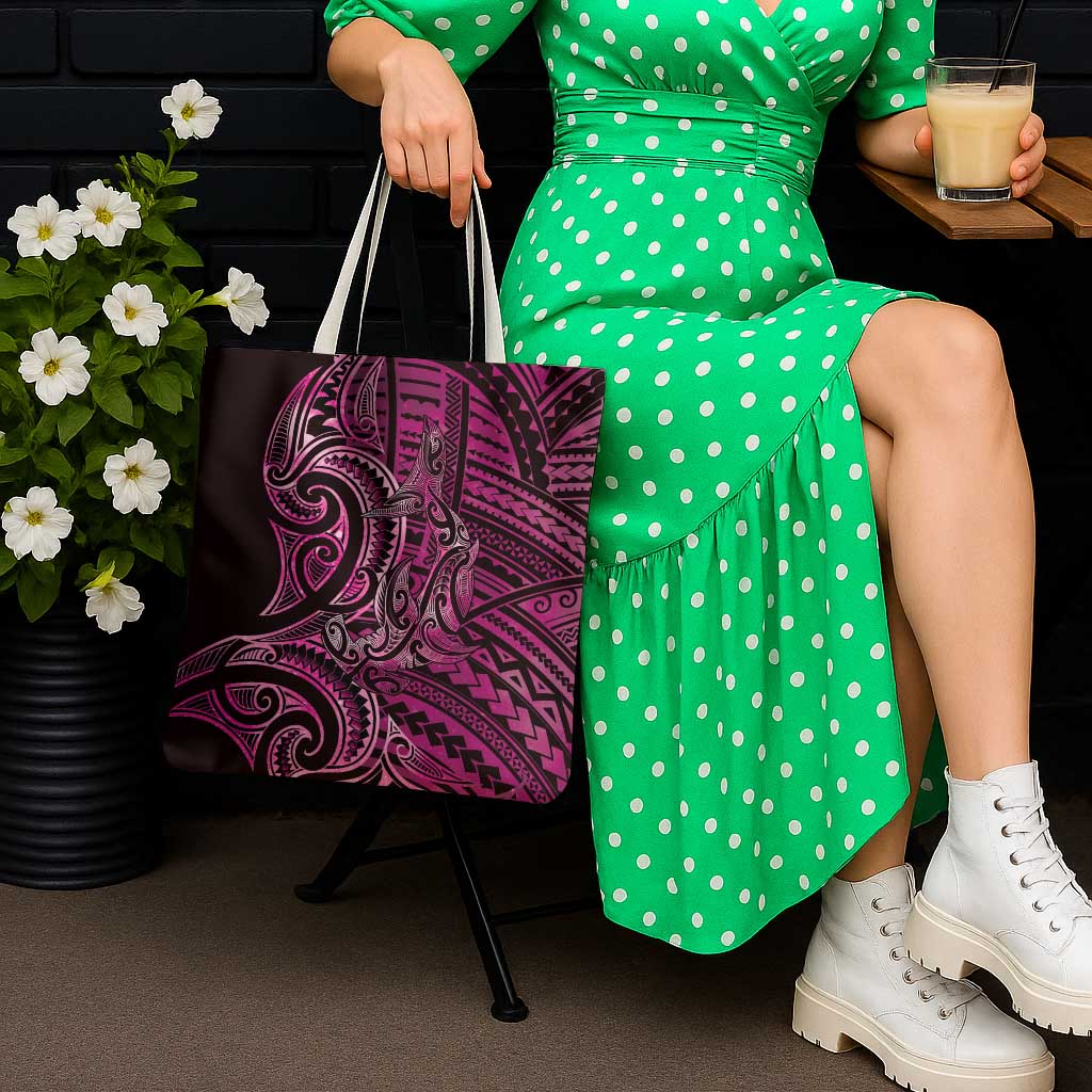 New Zealand Hammerhead Shark Tote Bag Maori Haehae Mangopare Pink - Polynesian Pride
