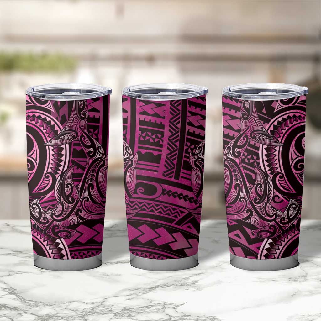New Zealand Hammerhead Shark Tumbler Cup Maori Haehae Mangopare Pink - Polynesian Pride