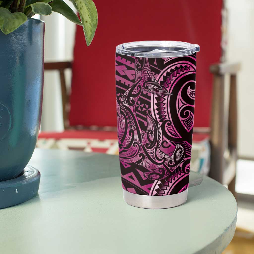 New Zealand Hammerhead Shark Tumbler Cup Maori Haehae Mangopare Pink - Polynesian Pride