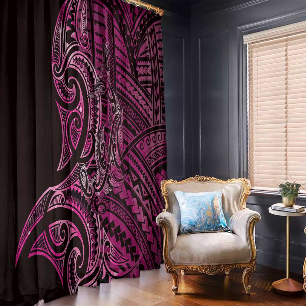 New Zealand Hammerhead Shark Window Curtain Maori Haehae Mangopare Pink - Polynesian Pride