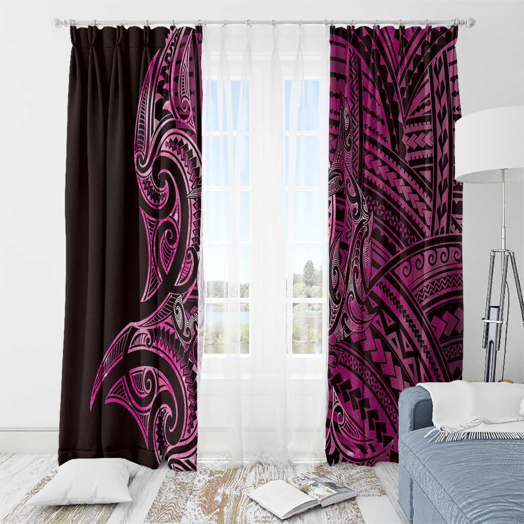 New Zealand Hammerhead Shark Window Curtain Maori Haehae Mangopare Pink - Polynesian Pride