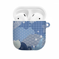 Blue Palaka Japanese Patterns AirPods Case Asanoha Seigaiha Sakura Motif LT14 Blue - Polynesian Pride