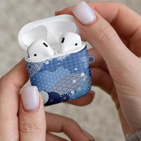 Blue Palaka Japanese Patterns AirPods Case Asanoha Seigaiha Sakura Motif LT14 - Polynesian Pride