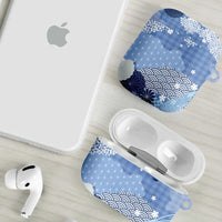 Blue Palaka Japanese Patterns AirPods Case Asanoha Seigaiha Sakura Motif LT14 - Polynesian Pride