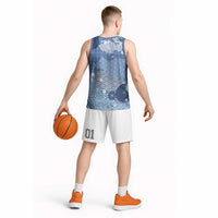 Blue Palaka Japanese Patterns Basketball Jersey Asanoha Seigaiha Sakura Motif LT14 - Polynesian Pride