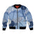 Blue Palaka Japanese Patterns Bomber Jacket Asanoha Seigaiha Sakura Motif - Polynesian Pride