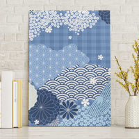 Blue Palaka Japanese Patterns Canvas Wall Art Asanoha Seigaiha Sakura Motif LT14 Without Frame Blue - Polynesian Pride