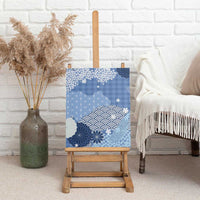 Blue Palaka Japanese Patterns Canvas Wall Art Asanoha Seigaiha Sakura Motif LT14 - Polynesian Pride