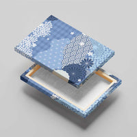 Blue Palaka Japanese Patterns Canvas Wall Art Asanoha Seigaiha Sakura Motif LT14 - Polynesian Pride