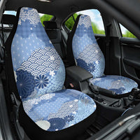 Blue Palaka Japanese Patterns Car Seat Cover Asanoha Seigaiha Sakura Motif - Polynesian Pride