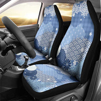 Blue Palaka Japanese Patterns Car Seat Cover Asanoha Seigaiha Sakura Motif - Polynesian Pride