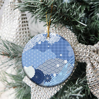 Blue Palaka Japanese Patterns Ceramic Ornament Asanoha Seigaiha Sakura Motif LT14 - Polynesian Pride