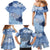 Blue Palaka Japanese Patterns Family Matching Mermaid Dress and Hawaiian Shirt Asanoha Seigaiha Sakura Motif - Polynesian Pride