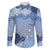 Blue Palaka Japanese Patterns Family Matching Off The Shoulder Long Sleeve Dress and Hawaiian Shirt Asanoha Seigaiha Sakura Motif - Polynesian Pride