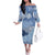 Blue Palaka Japanese Patterns Family Matching Off The Shoulder Long Sleeve Dress and Hawaiian Shirt Asanoha Seigaiha Sakura Motif - Polynesian Pride