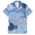 Blue Palaka Japanese Patterns Family Matching Short Sleeve Bodycon Dress and Hawaiian Shirt Asanoha Seigaiha Sakura Motif - Polynesian Pride