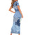 Blue Palaka Japanese Patterns Family Matching Short Sleeve Bodycon Dress and Hawaiian Shirt Asanoha Seigaiha Sakura Motif - Polynesian Pride