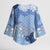 Blue Palaka Japanese Patterns Kimono Sleeve Blouse Asanoha Seigaiha Sakura Motif - Polynesian Pride