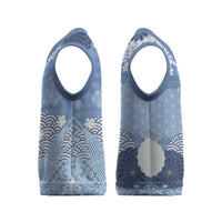 Blue Palaka Japanese Patterns Christmas Knitted V-Neck Vest Asanoha Seigaiha Sakura Motif LT14 - Polynesian Pride