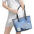 Blue Palaka Japanese Patterns Leather Tote Bag Asanoha Seigaiha Sakura Motif - Polynesian Pride