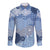 Blue Palaka Japanese Patterns Long Sleeve Button Shirt Asanoha Seigaiha Sakura Motif - Polynesian Pride