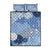Blue Palaka Japanese Patterns Quilt Bed Set Asanoha Seigaiha Sakura Motif - Polynesian Pride