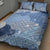 Blue Palaka Japanese Patterns Quilt Bed Set Asanoha Seigaiha Sakura Motif - Polynesian Pride
