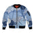 Blue Palaka Japanese Patterns Sleeve Zip Bomber Jacket Asanoha Seigaiha Sakura Motif - Polynesian Pride