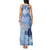 Blue Palaka Japanese Patterns Tank Maxi Dress Asanoha Seigaiha Sakura Motif - Polynesian Pride