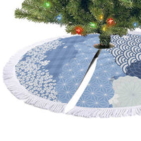 Blue Palaka Japanese Patterns Tree Skirt Asanoha Seigaiha Sakura Motif LT14 - Polynesian Pride