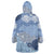 Blue Palaka Japanese Patterns Wearable Blanket Hoodie Asanoha Seigaiha Sakura Motif - Polynesian Pride
