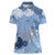 Blue Palaka Japanese Patterns Women Polo Shirt Asanoha Seigaiha Sakura Motif - Polynesian Pride
