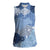 Blue Palaka Japanese Patterns Women Sleeveless Polo Shirt Asanoha Seigaiha Sakura Motif - Polynesian Pride