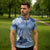 Blue Palaka Japanese Patterns Zipper Polo Shirt Asanoha Seigaiha Sakura Motif - Polynesian Pride