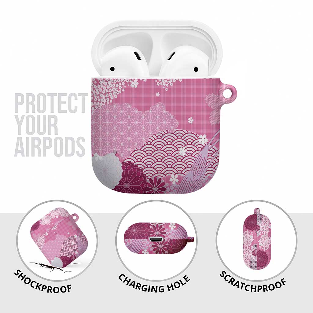 Pink Palaka Japanese Patterns AirPods Case Asanoha Seigaiha Sakura Motif LT14 - Polynesian Pride