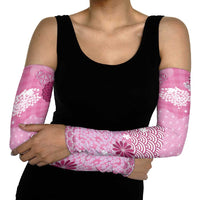 Pink Palaka Japanese Patterns Arm Sleeves Asanoha Seigaiha Sakura Motif - Polynesian Pride