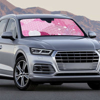 Pink Palaka Japanese Patterns Auto Sun Shade Asanoha Seigaiha Sakura Motif - Polynesian Pride