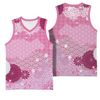 Pink Palaka Japanese Patterns Basketball Jersey Asanoha Seigaiha Sakura Motif LT14 - Polynesian Pride