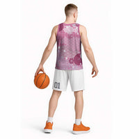 Pink Palaka Japanese Patterns Basketball Jersey Asanoha Seigaiha Sakura Motif LT14 - Polynesian Pride
