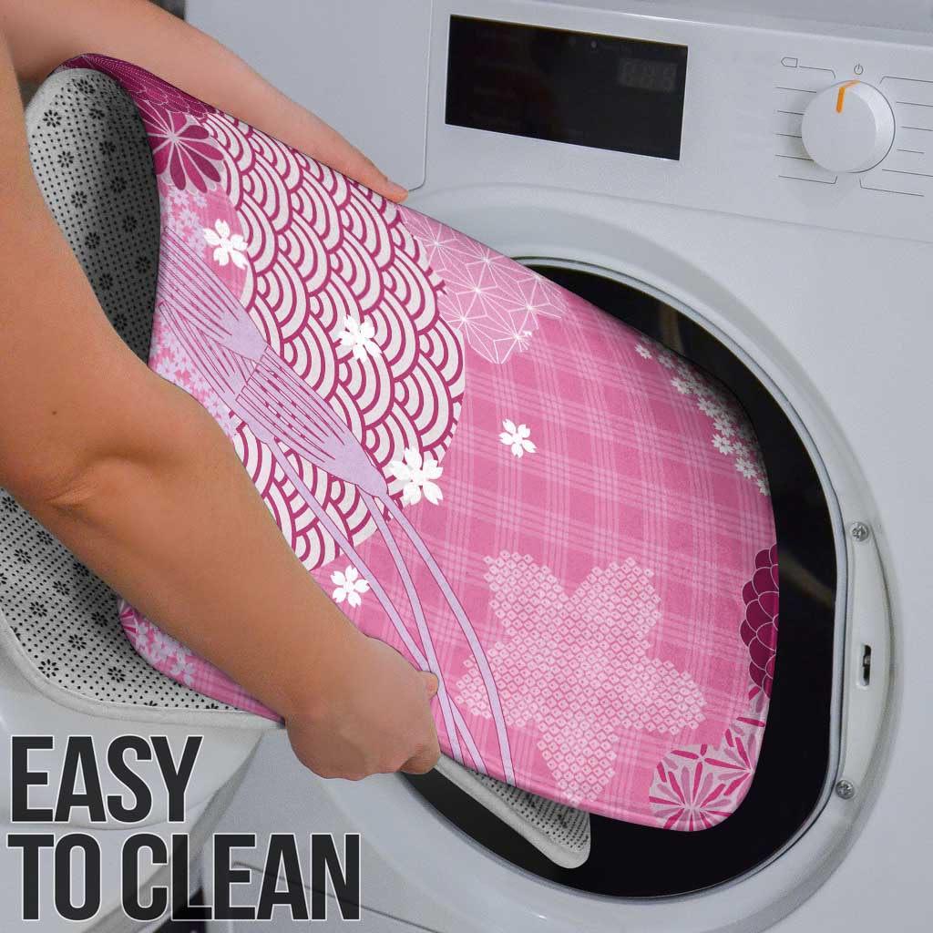 Pink Palaka Japanese Patterns Bathroom Set Asanoha Seigaiha Sakura Motif - Polynesian Pride